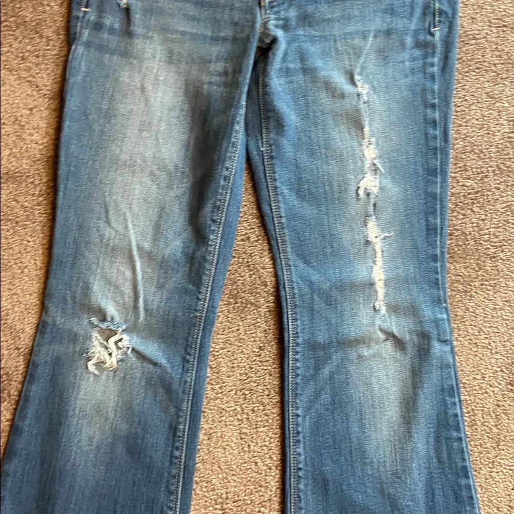 American Eagle Women's Distressed Size 10 Artist Stretch Flare Jeans X-Long - Picture 3 of 12